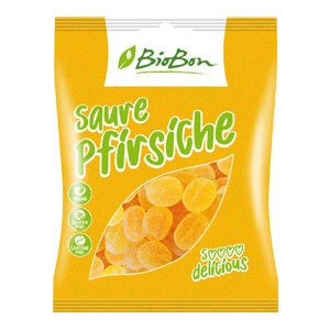 BIOBON Cukríky Kyslé broskyne bezgluténové vegan BIO 100g