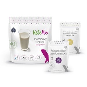 KetoMix Proteínový kokteil (40 porcií) 1 200 g Druhá príchuť kokteilu: káva, Prvá príchuť kokteilu: malina